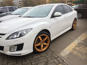 Порошковая окраска дисков Mazda в золото под супер матовый лак